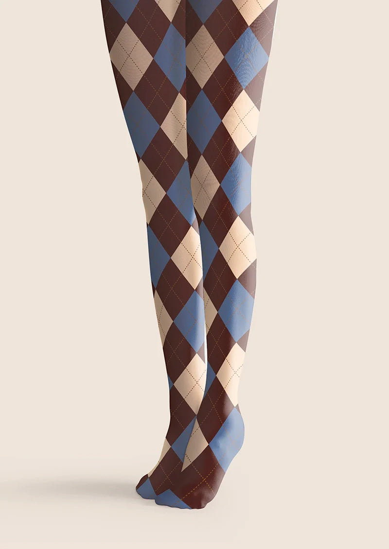 Viken Plan Colored Check College Tights Hosiery Pantyhose