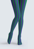 Viken Plan Mineral Green & Purple Stripes Tights Hosiery Pantyhose
