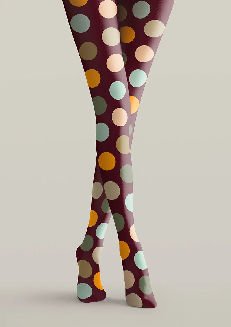 Viken Plan Brown-colorful Polka Dots Memory Tights Hosiery Pantyhose