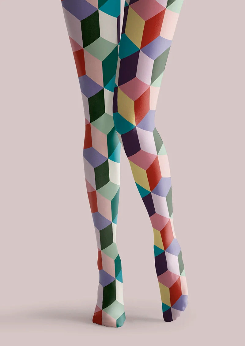 Viken Plan Colored Blocks Tights Hosiery Pantyhose