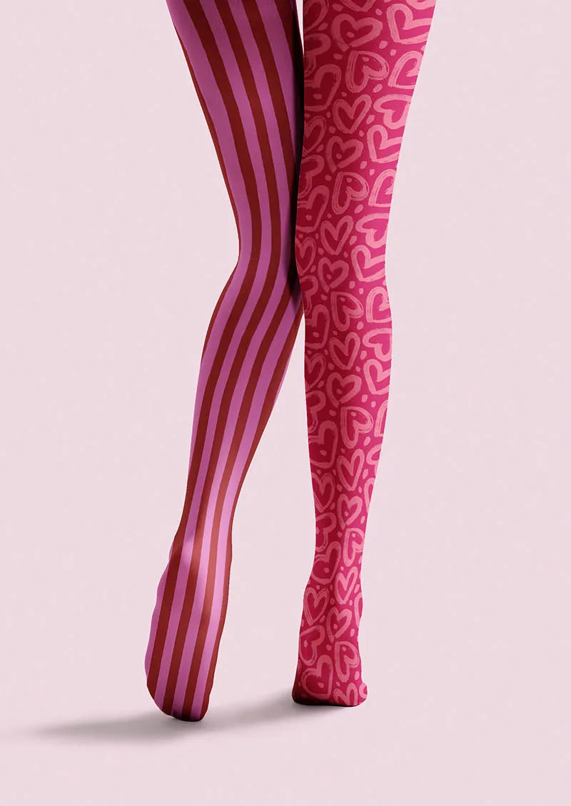 Viken Plan Valentine's Day Love Stripes Tights Hosiery Pantyhose