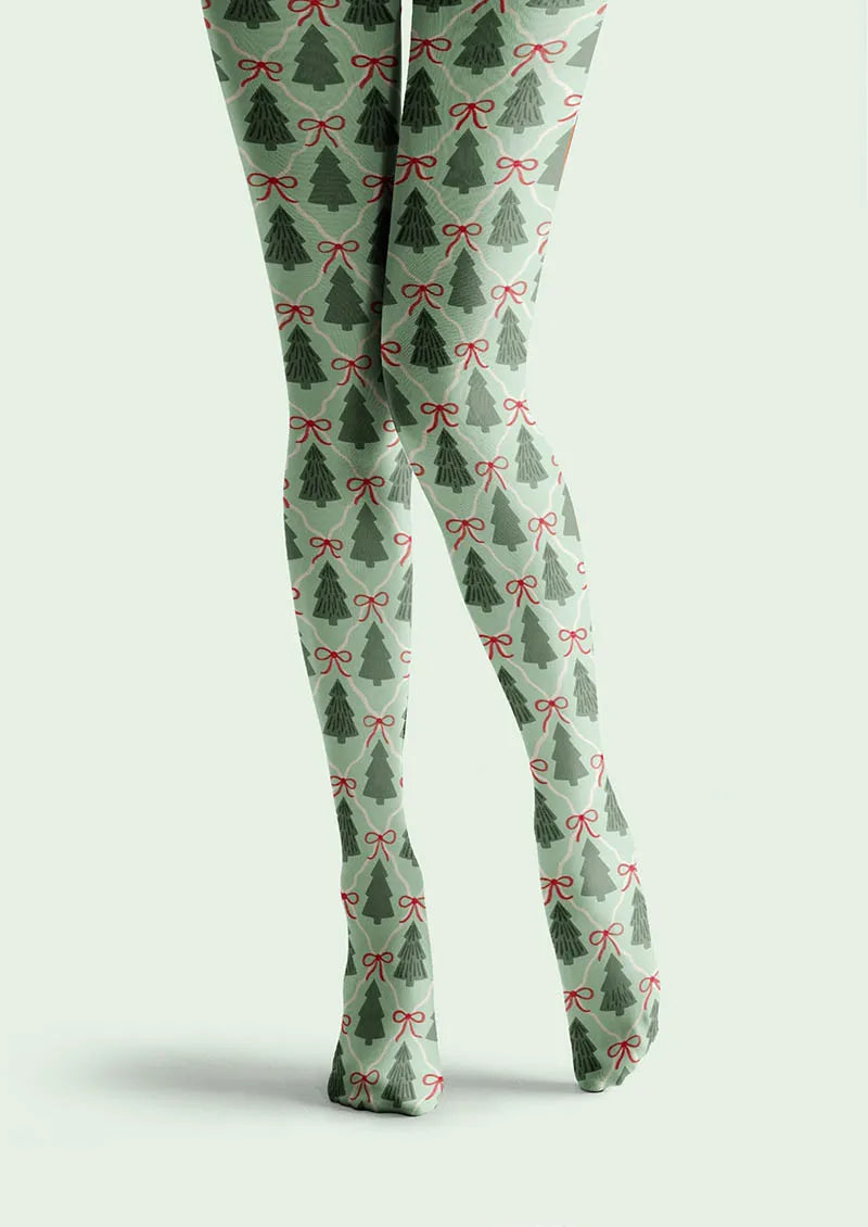 Viken Plan Christmas Fun Art Tree Forest Tights Hosiery Pantyhose