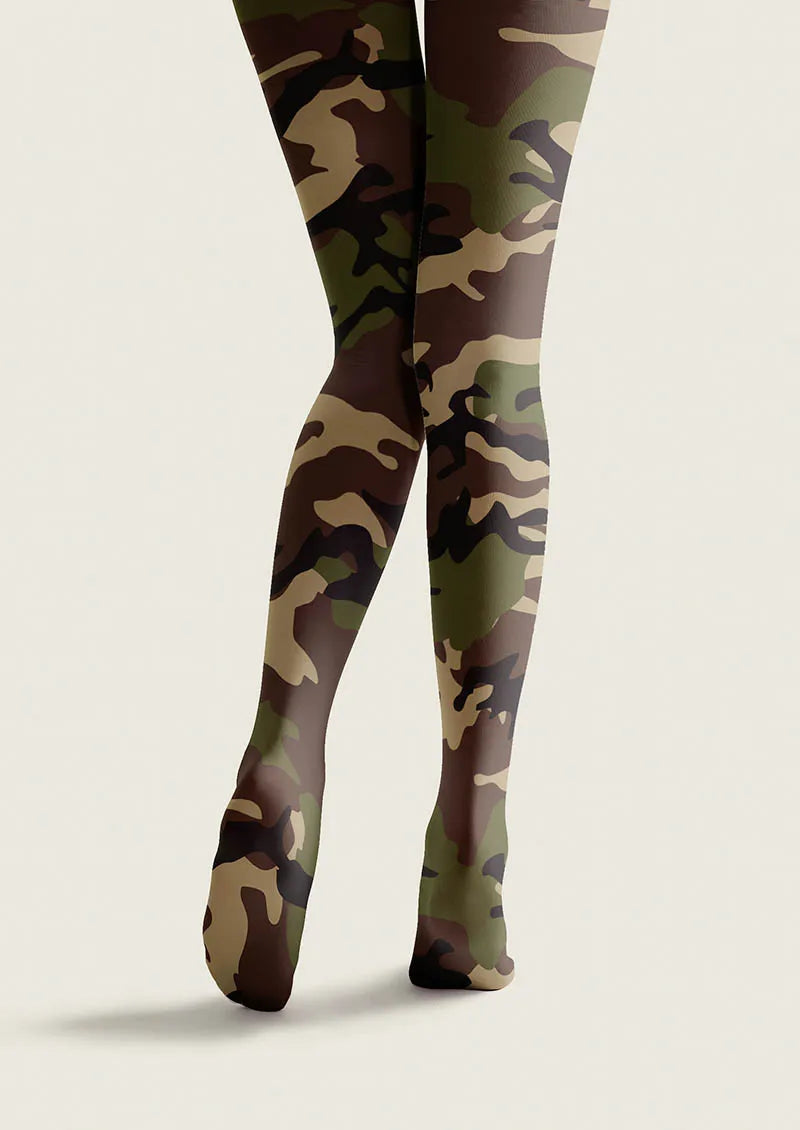Viken Plan Fun Art Camo Whisper Tights Hosiery Pantyhose