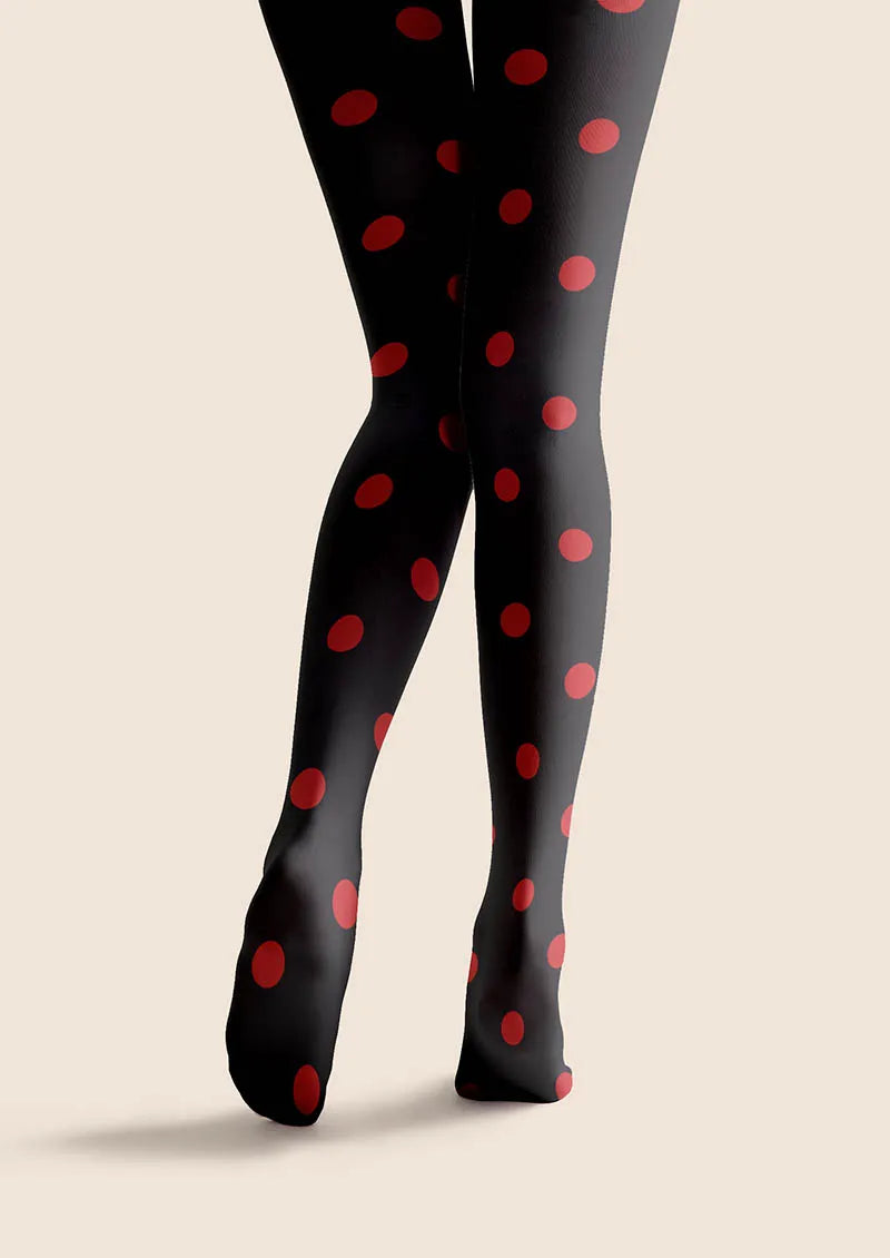 Viken Plan Christmas Retro Polka Red Tights Hosiery Pantyhose
