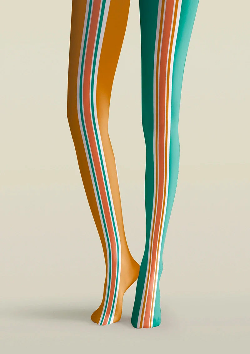 Viken Plan Orange-green stripes Tights Hosiery Pantyhose