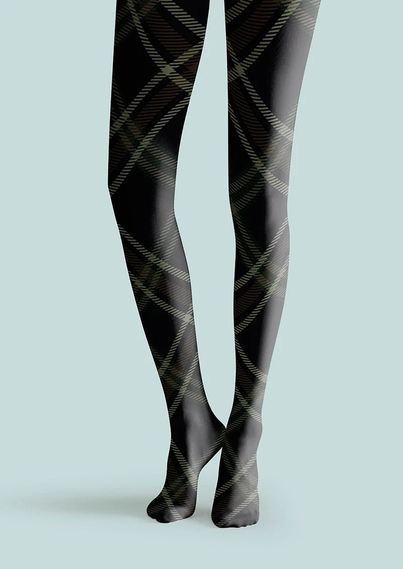 Viken Plan Darkness Check Plaid Tights Hosiery Pantyhose