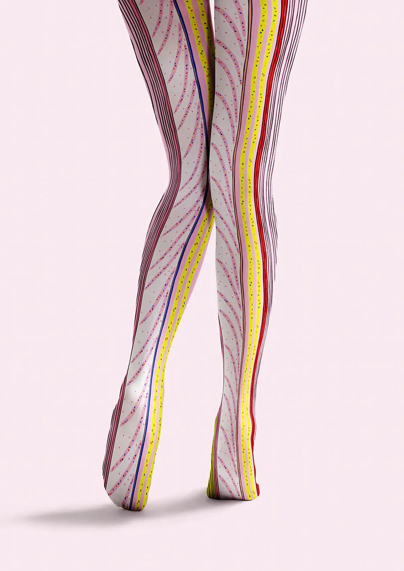 Viken Plan Neon Flow Lines Tights Hosiery Pantyhose