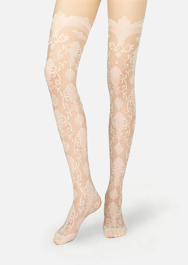 Viken Plan Baroque Jacquard Lace Tights Hosiery Pantyhose