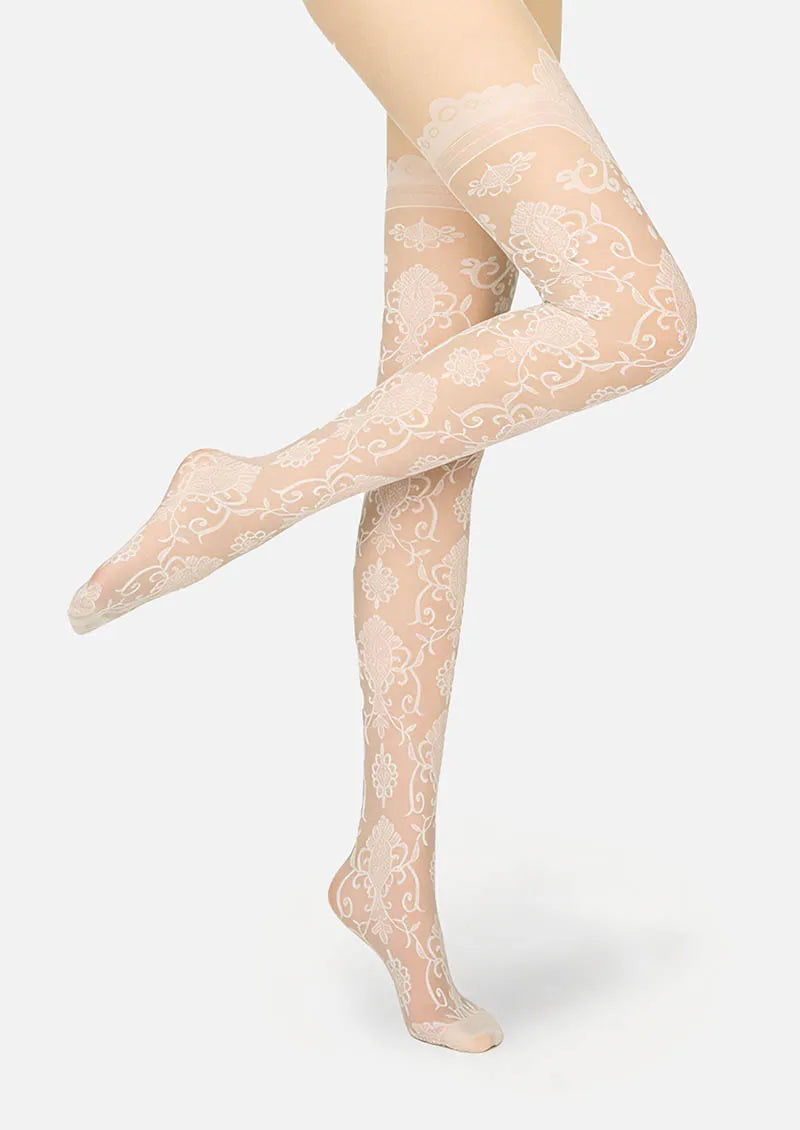 Viken Plan Baroque Jacquard Lace Tights Hosiery Pantyhose