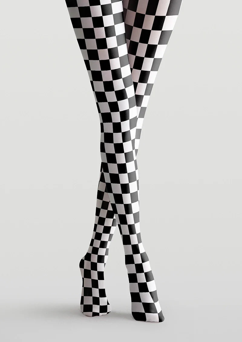 Viken Plan Black-white checkered Tights Hosiery Pantyhose