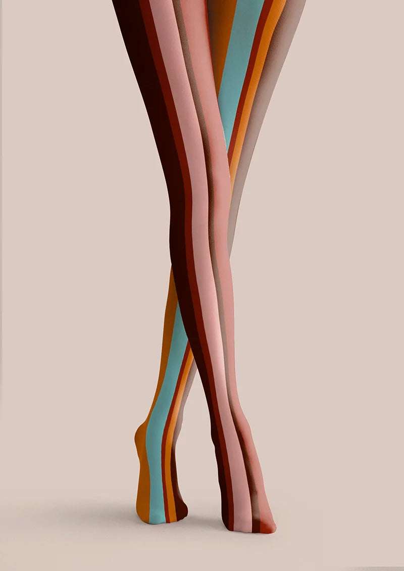 Viken Plan Color Stripes Tights Hosiery Pantyhose