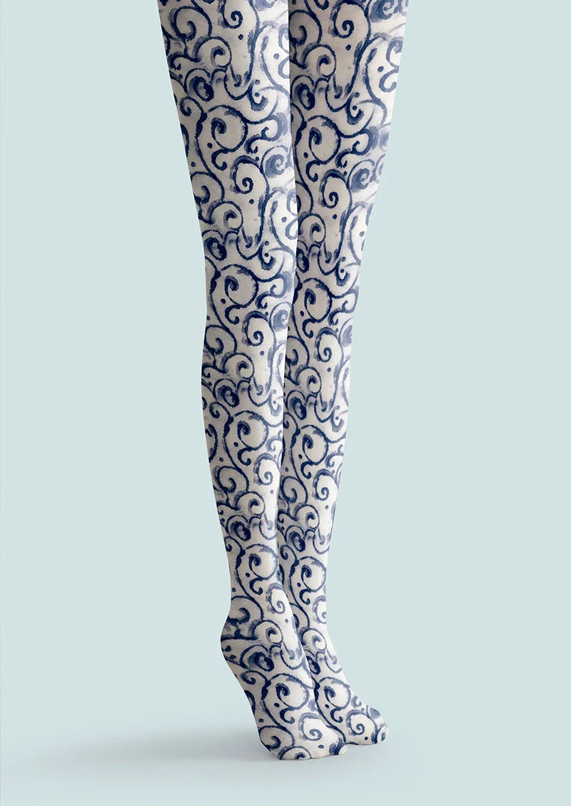 Viken Plan Cyan flower Tights Hosiery Pantyhose