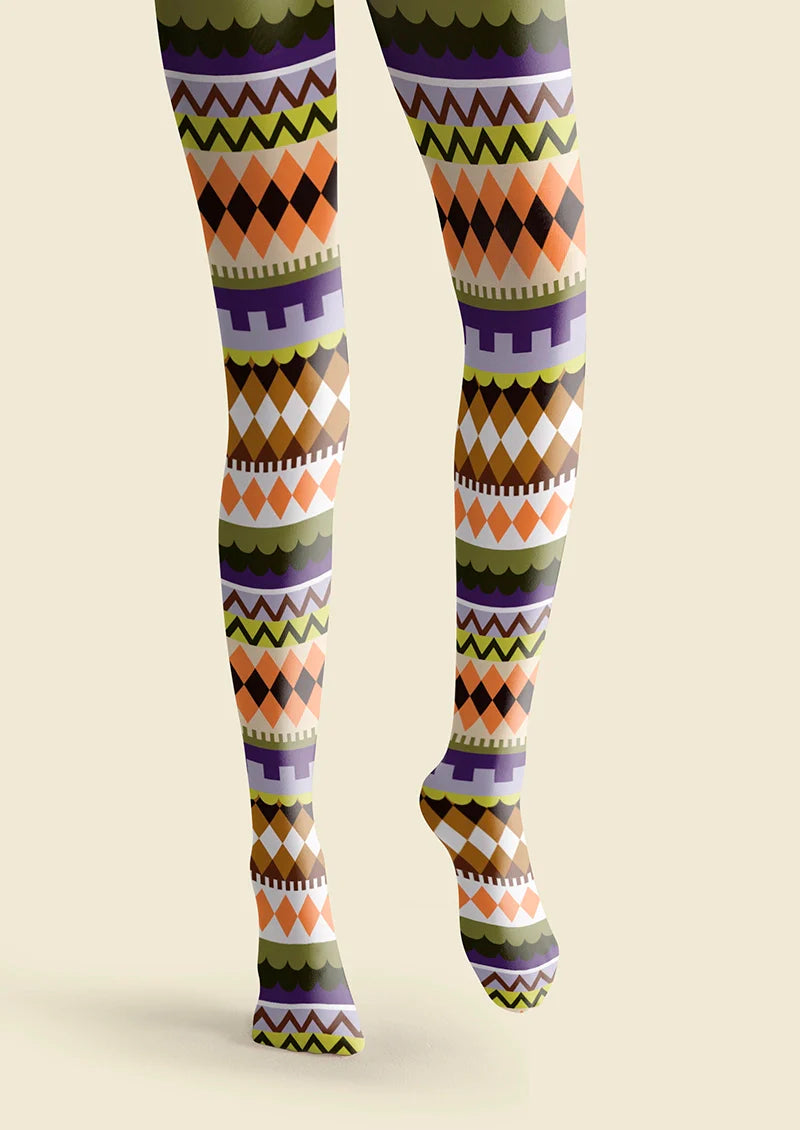 Viken Plan Folkloric Palette Tights Hosiery Pantyhose