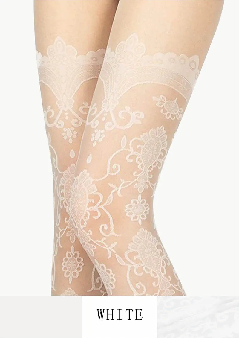 Viken Plan Baroque Jacquard Lace Tights Hosiery Pantyhose