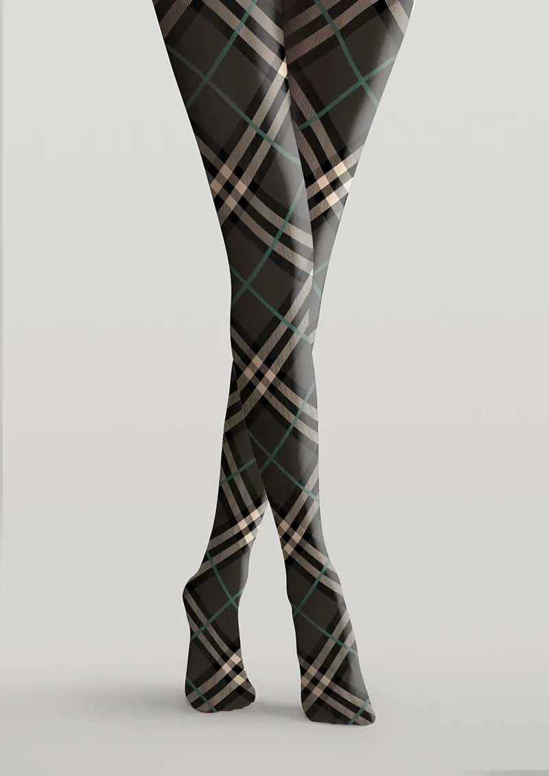 Viken Plan Grayish black Check Tights Hosiery Pantyhose