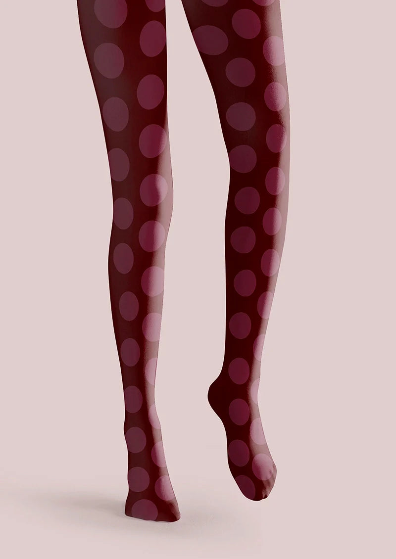 Viken Plan deep red Morandi polka dots Tights Hosiery Pantyhose