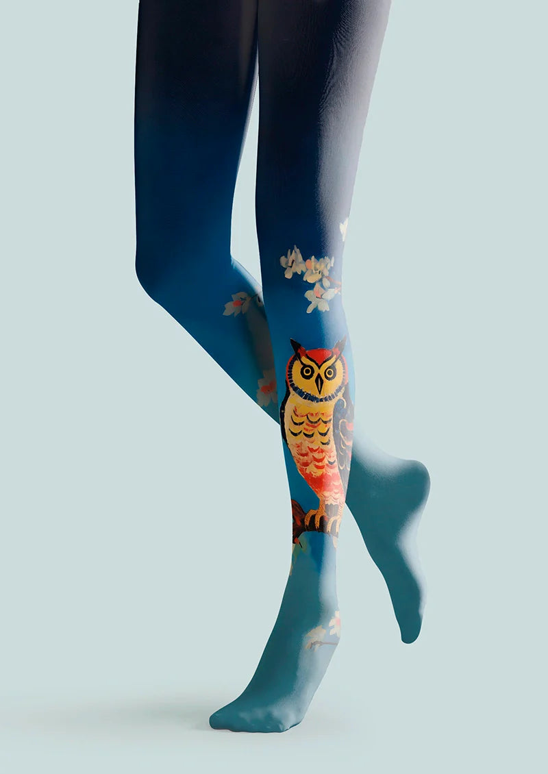 Viken Plan Fun art Print Tights Enjoyable Pantyhose/Tights [owl]