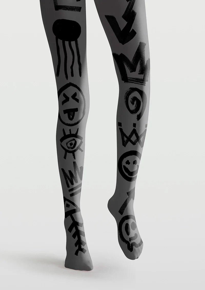 Viken Plan Graffiti Glyph Tights Hosiery Pantyhose