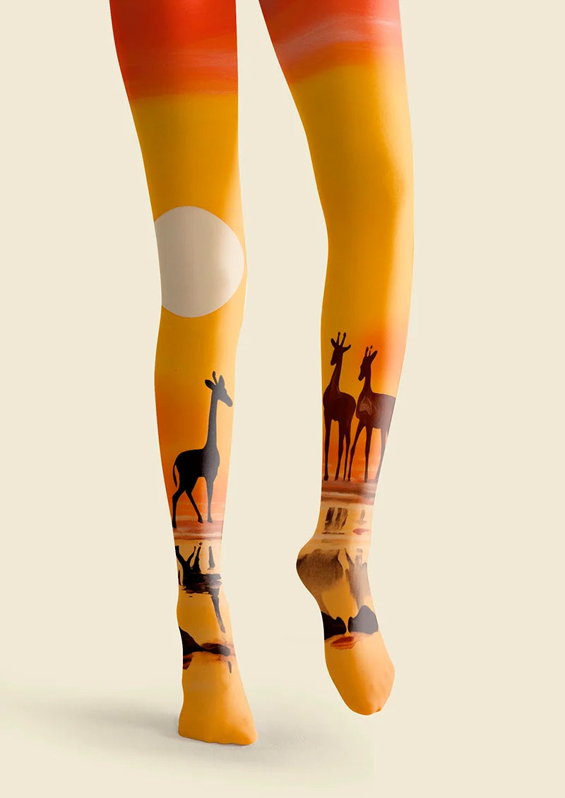 Viken Plan  Giraffes at Sunset Tights Hosiery Pantyhose