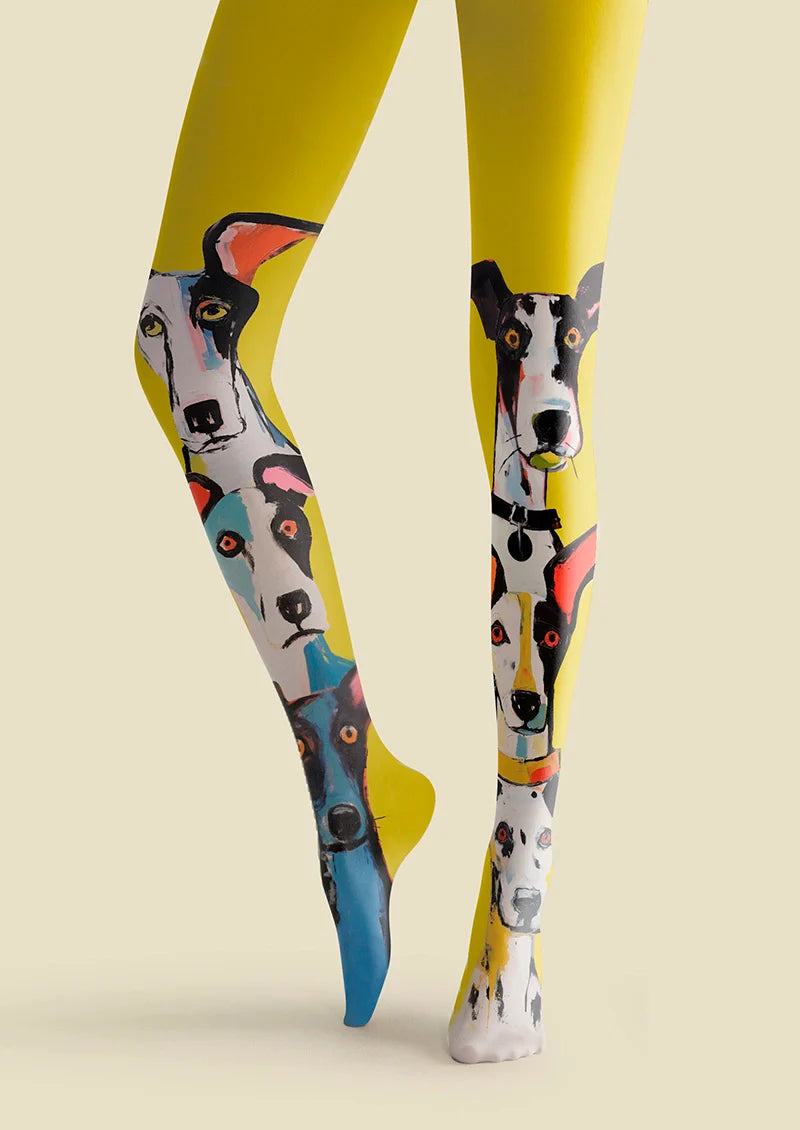 Viken Plan Dog Narrative Patterned Tights Hosiery Pantyhose