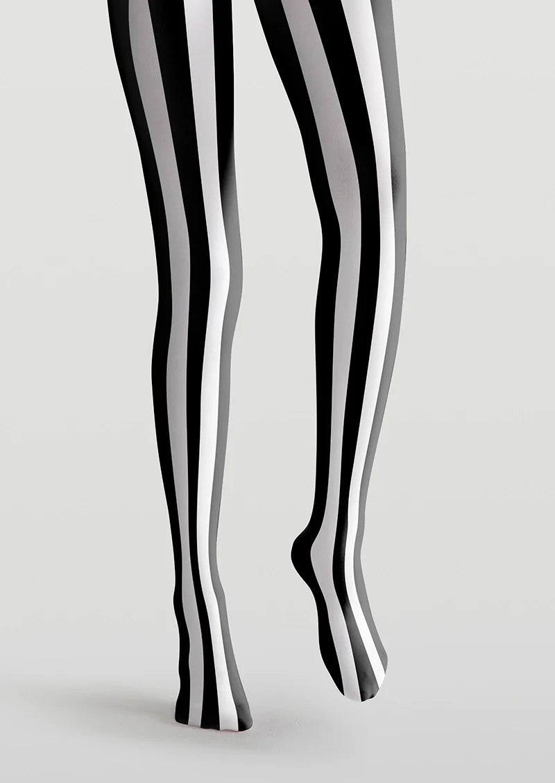 Viken Plan Black-white  stripes Tights Hosiery Pantyhose