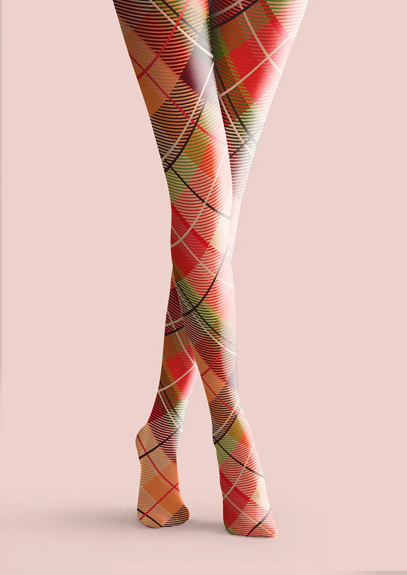 Viken Plan Candy Colors Check Plaid Tights Hosiery Pantyhose