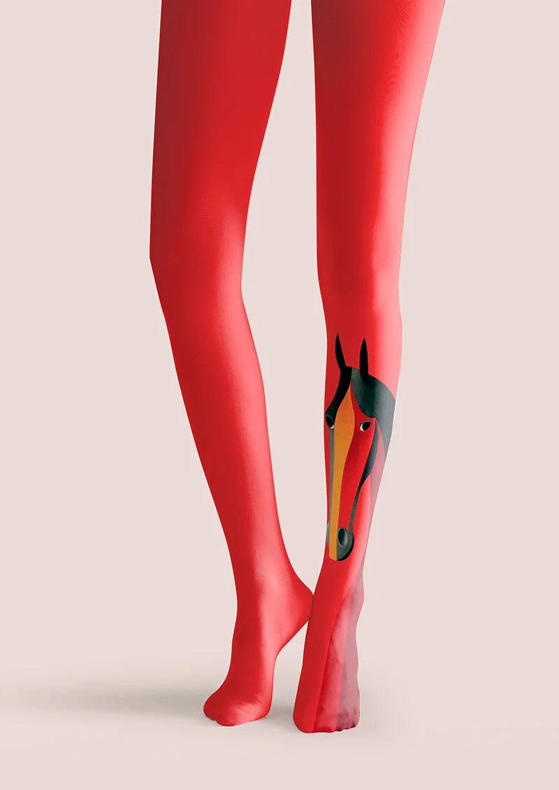 Viken Plan Red Horse Tights Hosiery Pantyhose