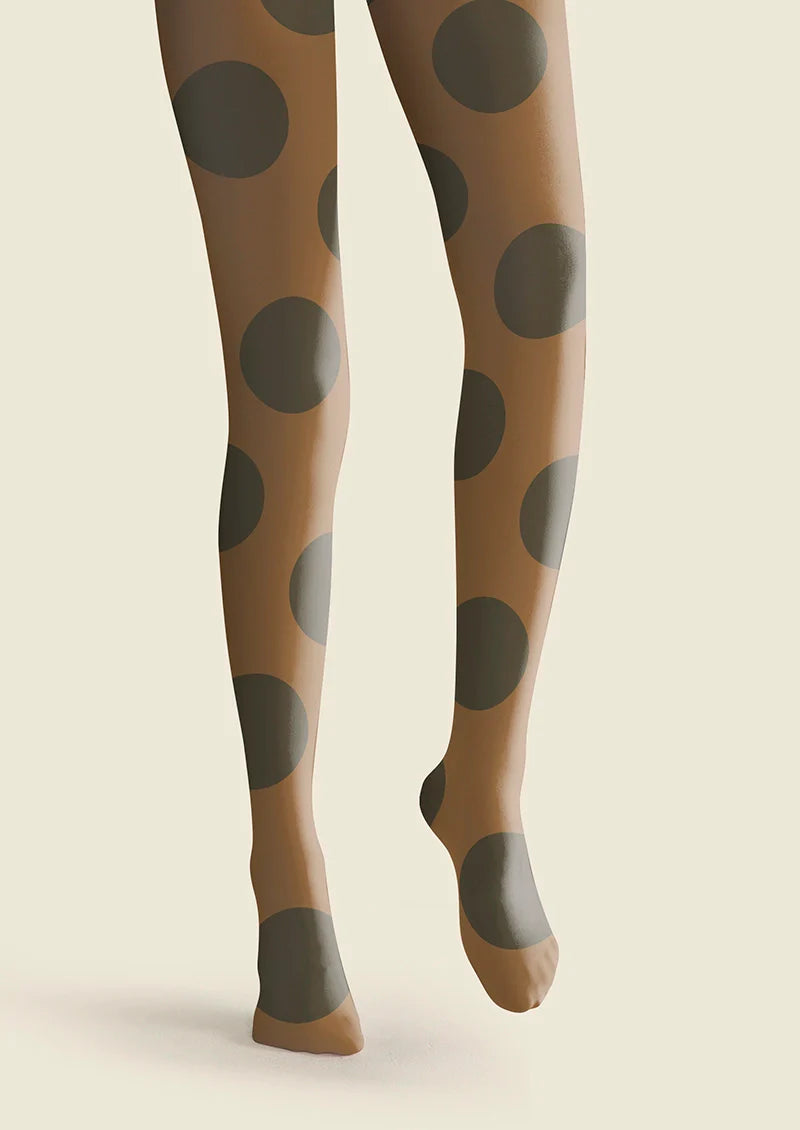 Viken Plan Brown-Olive green Morandi  polka dots Memory Tights Hosiery Pantyhose