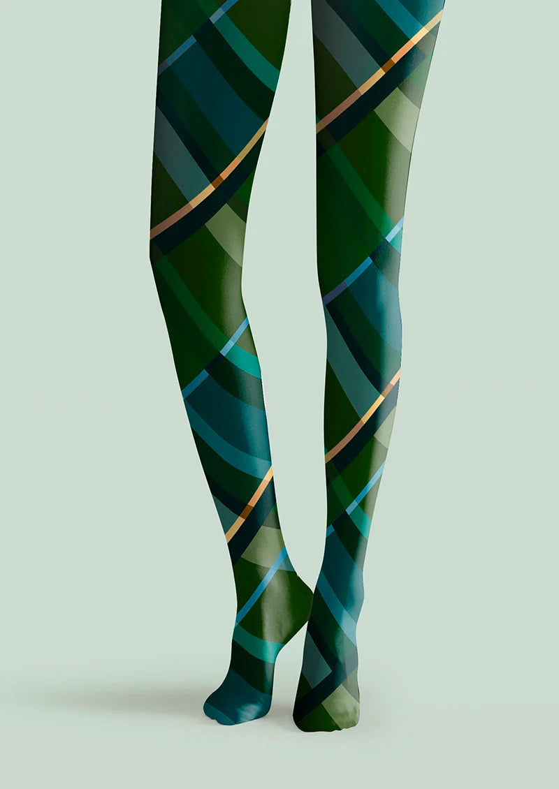 Viken Plan Blue diagonal stripes Tights Hosiery Pantyhose