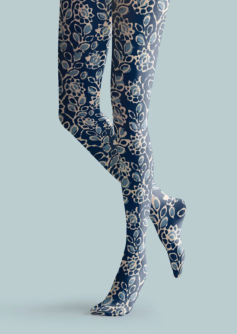 Viken Plan Porcelain Florals Tights Hosiery Pantyhose