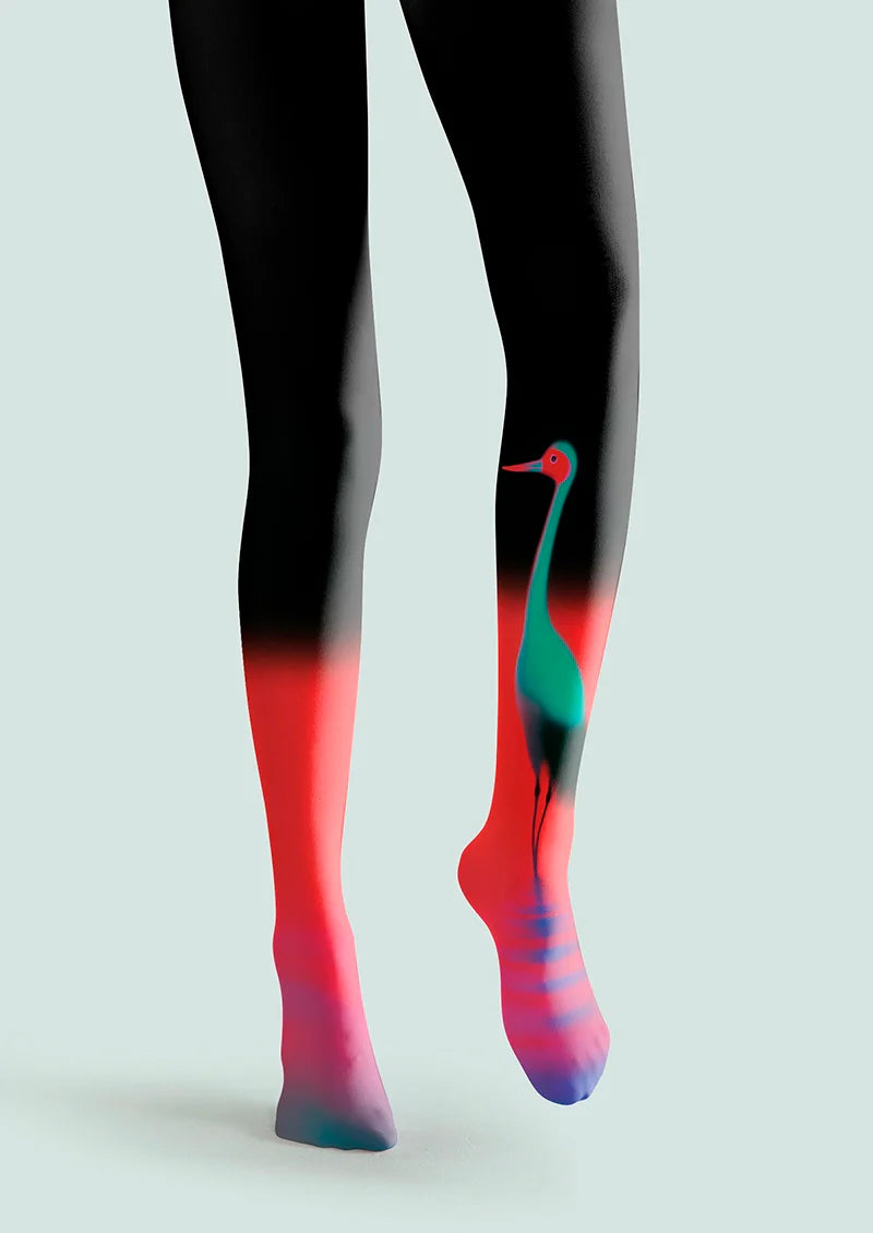 Viken Plan Iridescent Crane Trails Tights Hosiery Pantyhose