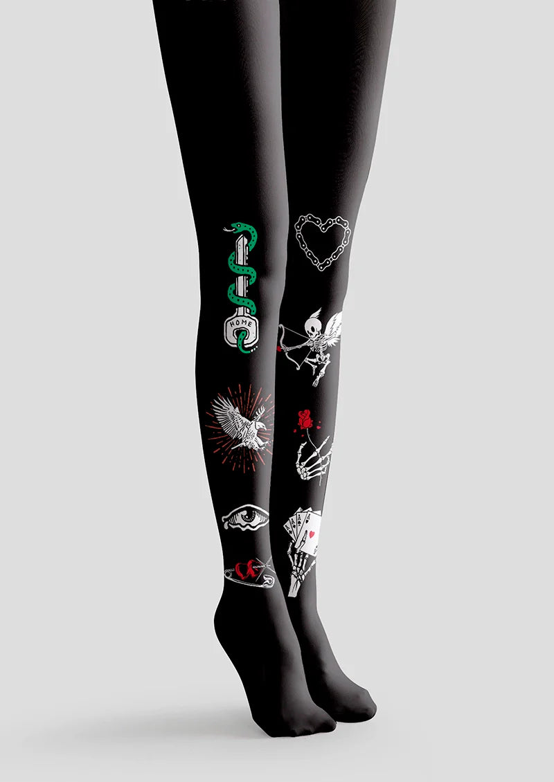 Viken Plan Skull Gaze Tights Hosiery Pantyhose