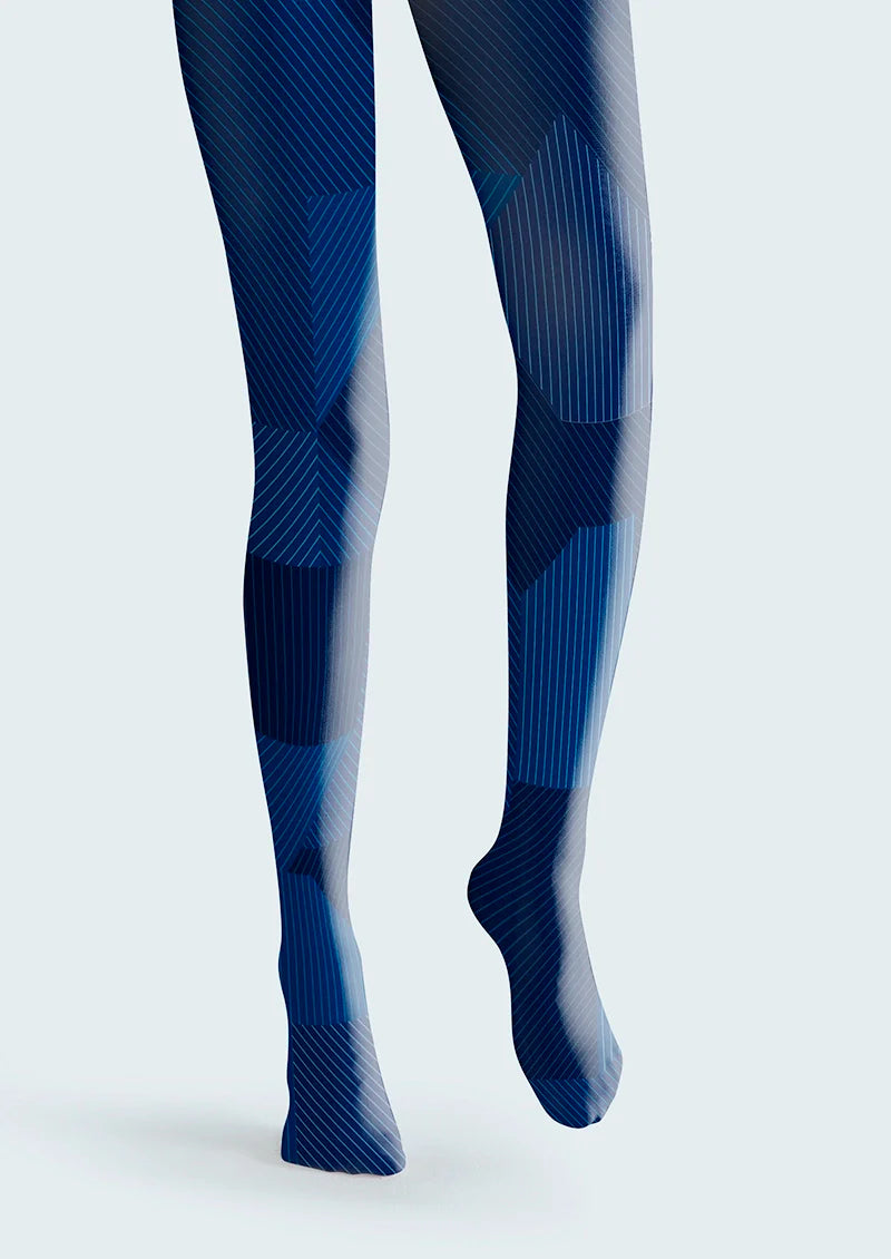 Viken Plan Blue Striped Rectangle Tights Hosiery Pantyhose