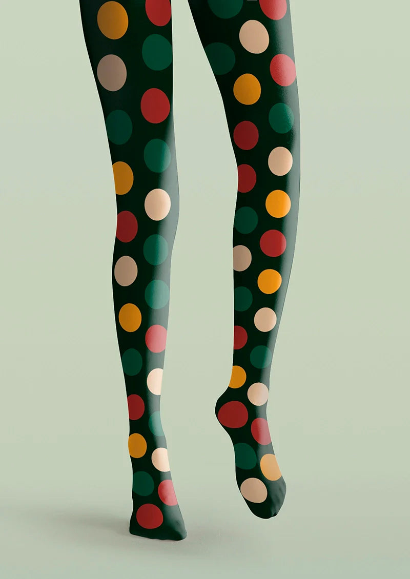 Viken Plan Christmas green polka dots Tights Hosiery Pantyhose