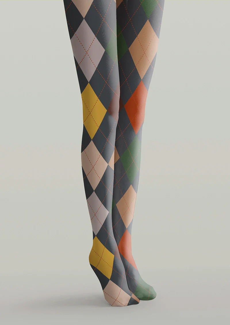 Viken Plan Gray-toned Plaid Tights Hosiery Pantyhose