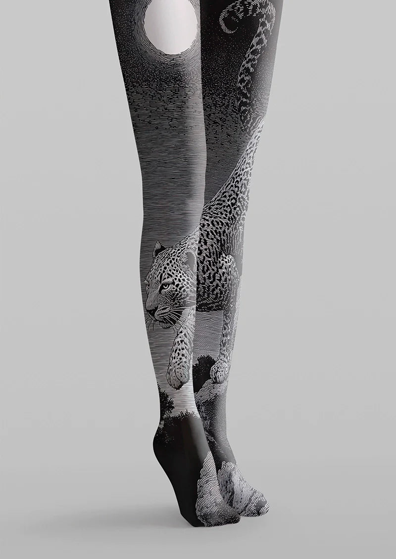 Viken Plan Leopard Line engraving Tights Hosiery Pantyhose