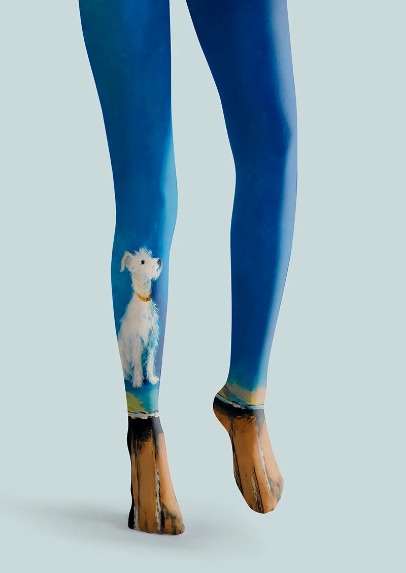 Viken Plan White Dog Tights Hosiery Pantyhose