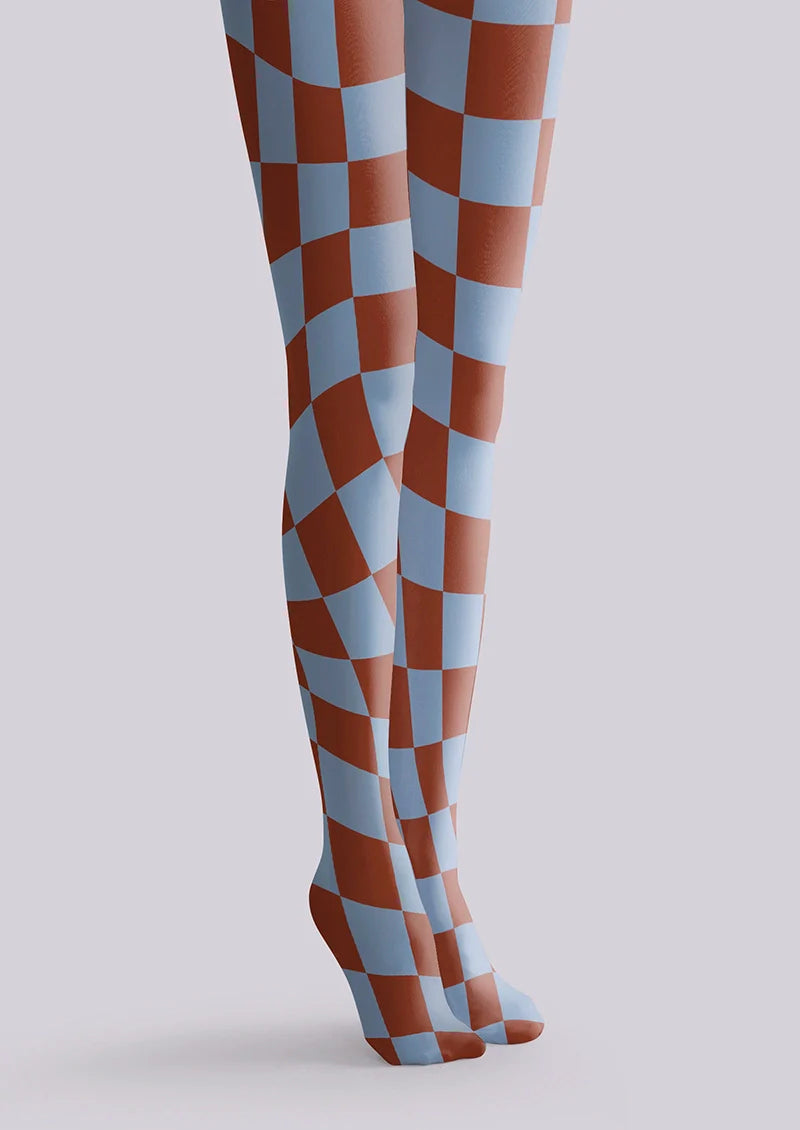 Viken Plan Purple-brown Checked Tights Hosiery Pantyhose