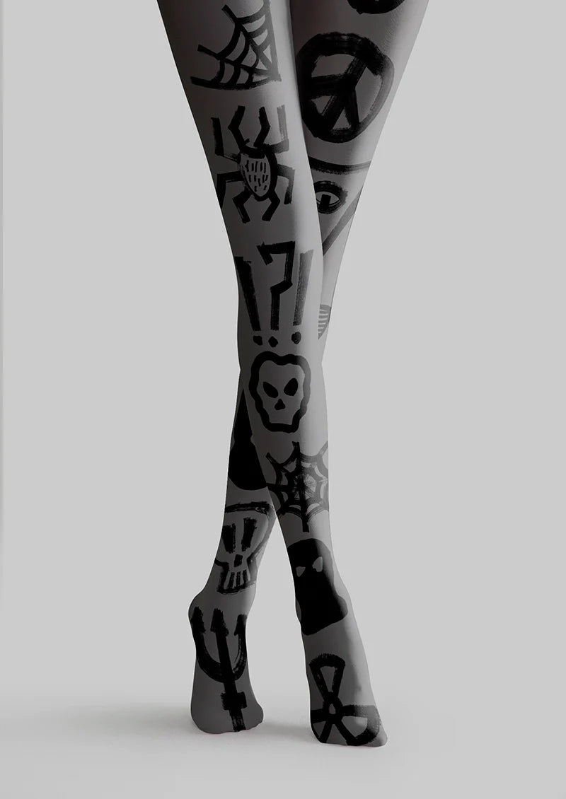 Viken Plan Graffiti Cobweb Tights Hosiery Pantyhose