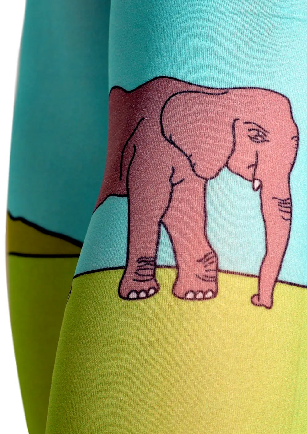 Viken Plan Forest art Print Tights Fun ostriches Pantyhose/Tights [Savanna]