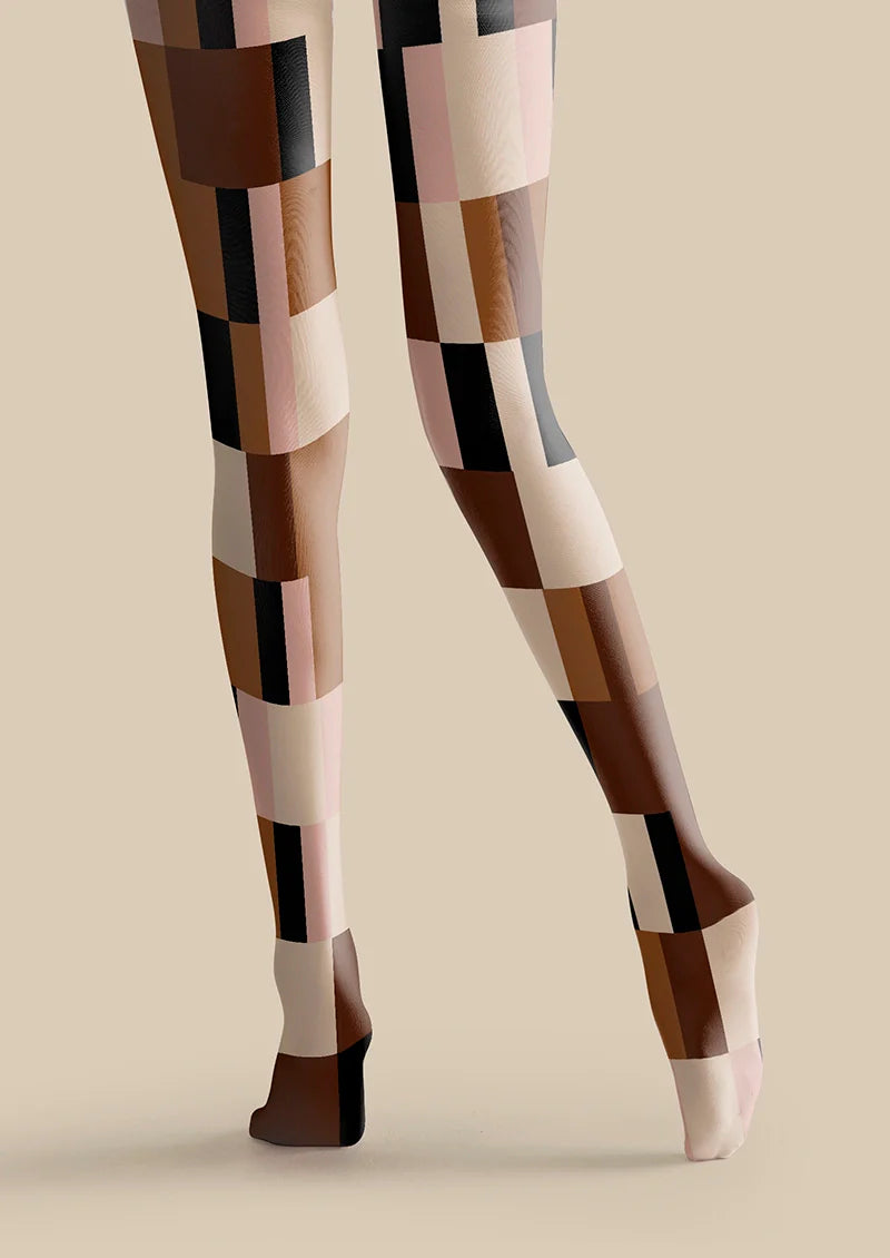 Viken Plan Brown Geometry Set Tights Hosiery Pantyhose