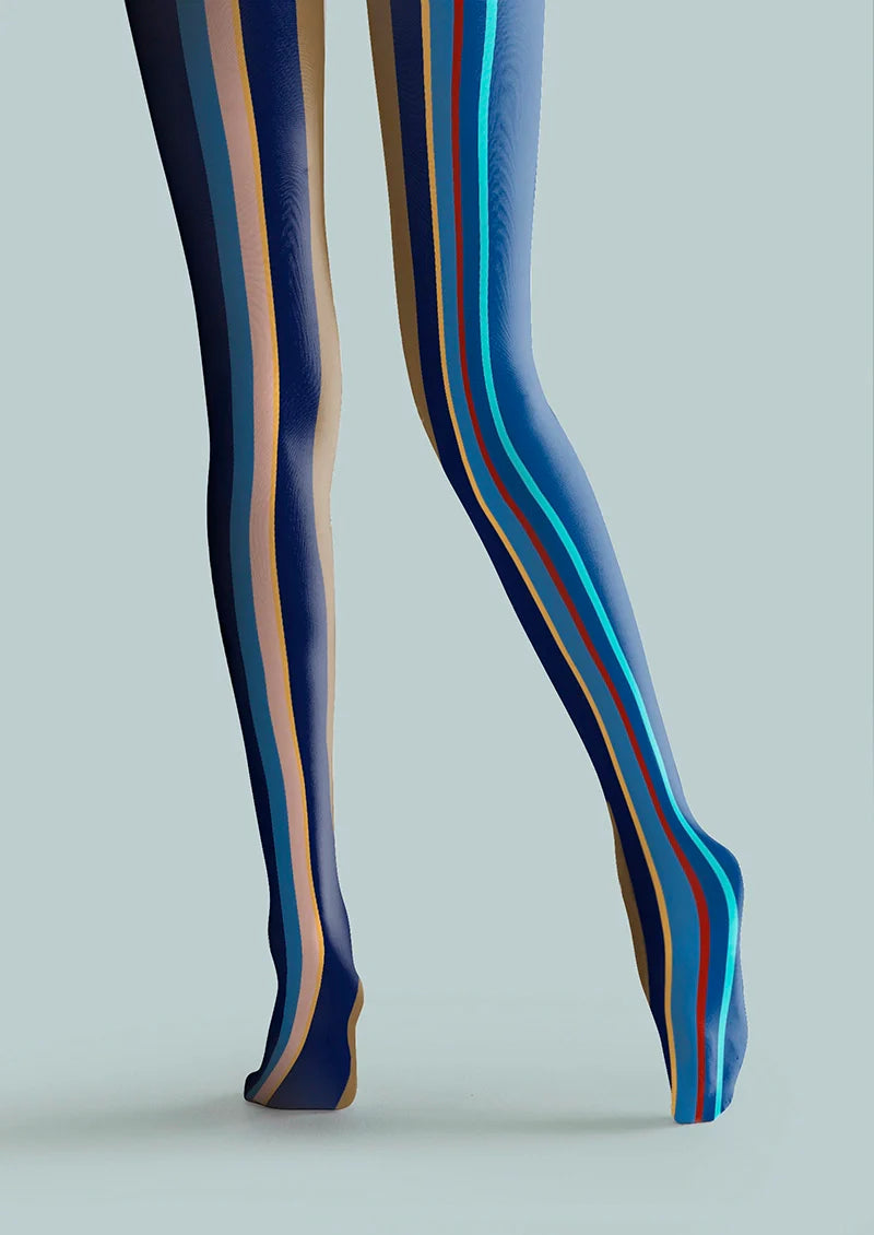 Viken Plan Blue Dream Striped Tights Hosiery Pantyhose