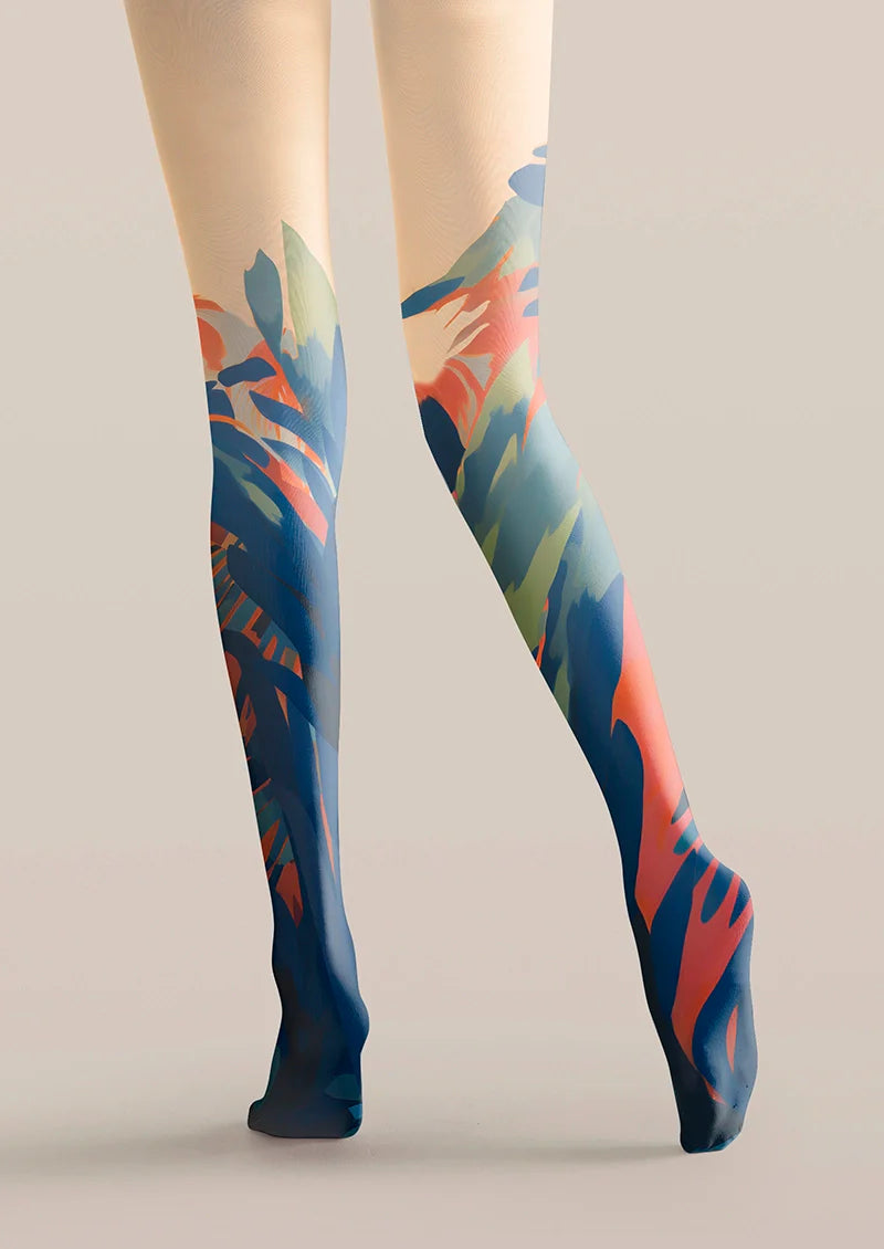 Viken Plan Art Print Tights Personality Pantyhose/Tights [Blue Leopard]