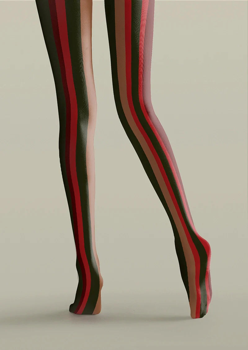 Viken Plan Christmas deep color stripes Tights Hosiery Pantyhose