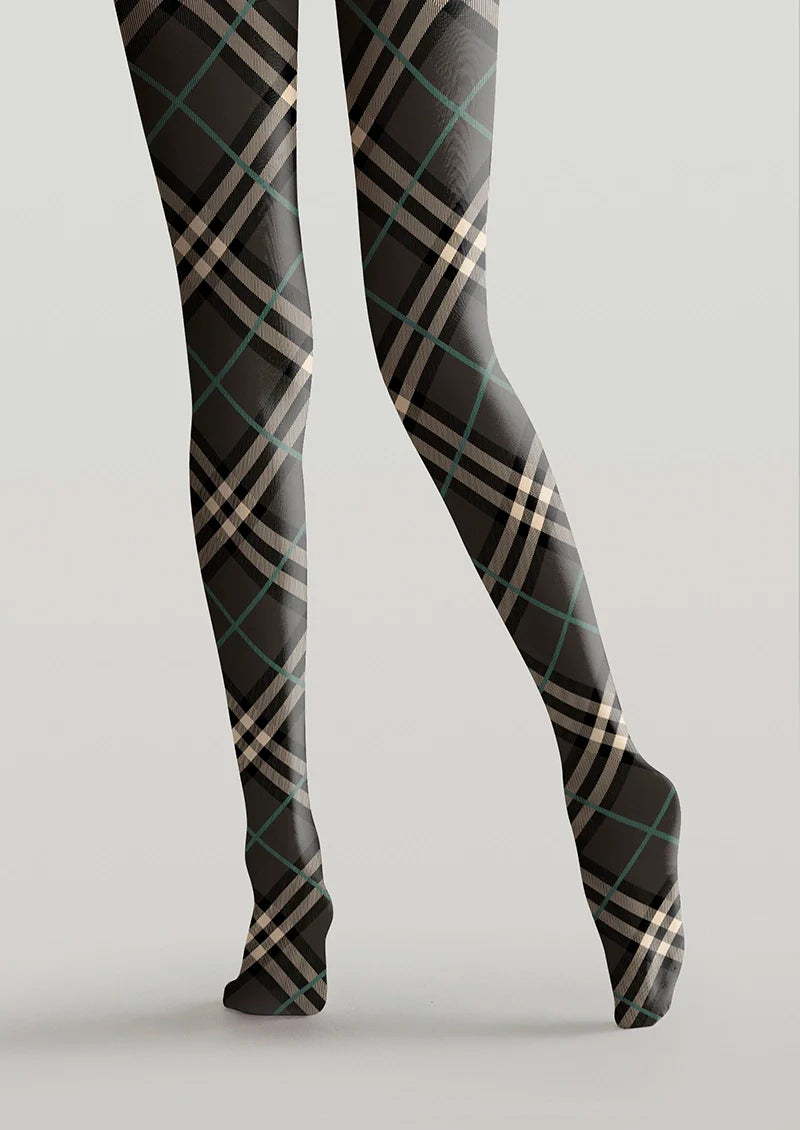 Viken Plan Grayish black Check Tights Hosiery Pantyhose