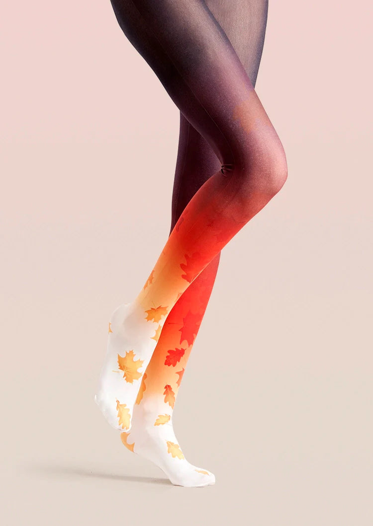 Viken Plan Forest art Print Aestheticism Pantyhose/Tights [Autumn leaves]