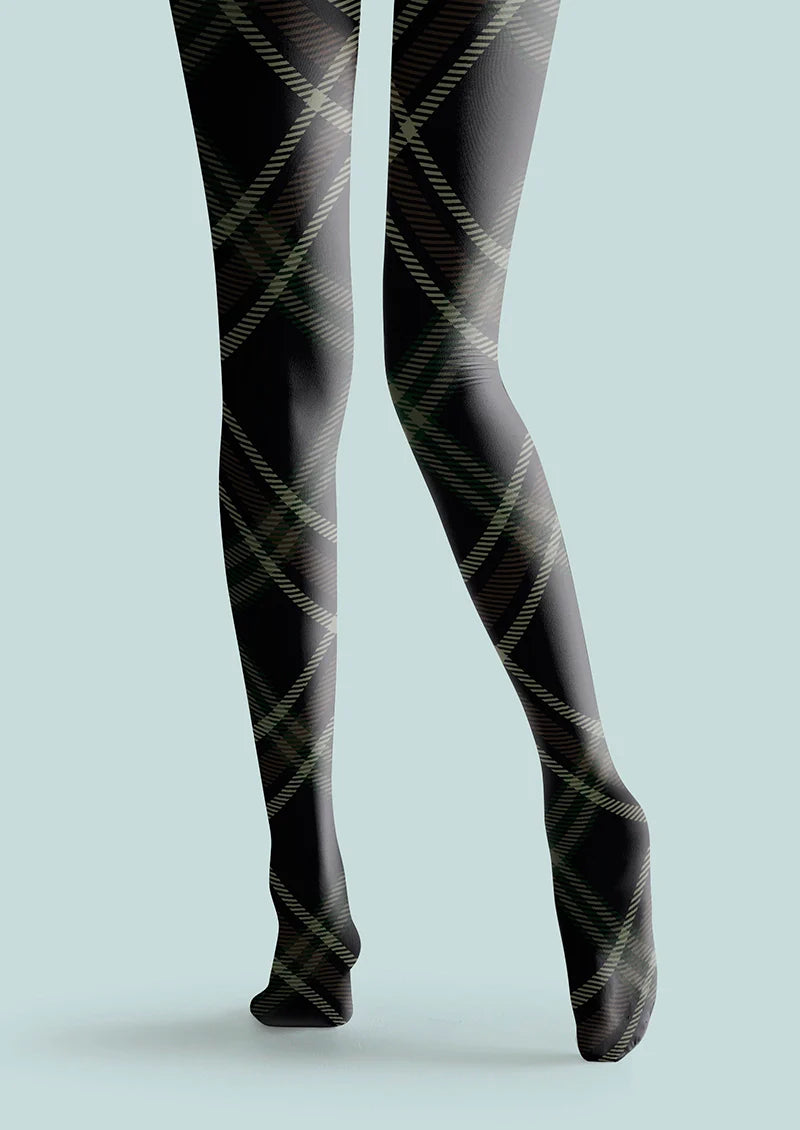 Viken Plan Darkness Check Plaid Tights Hosiery Pantyhose
