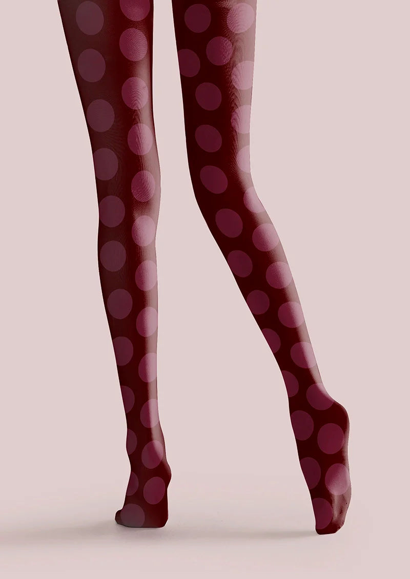 Viken Plan deep red Morandi polka dots Tights Hosiery Pantyhose