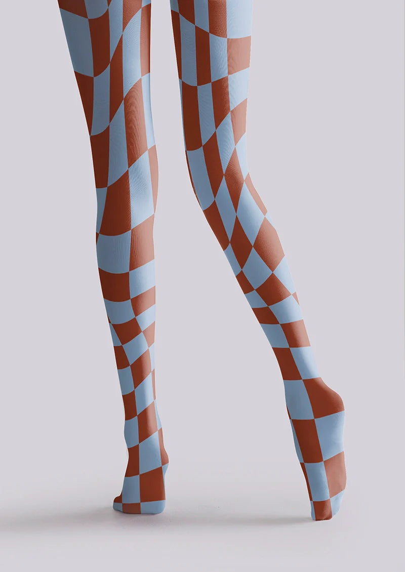 Viken Plan Purple-brown Checked Tights Hosiery Pantyhose