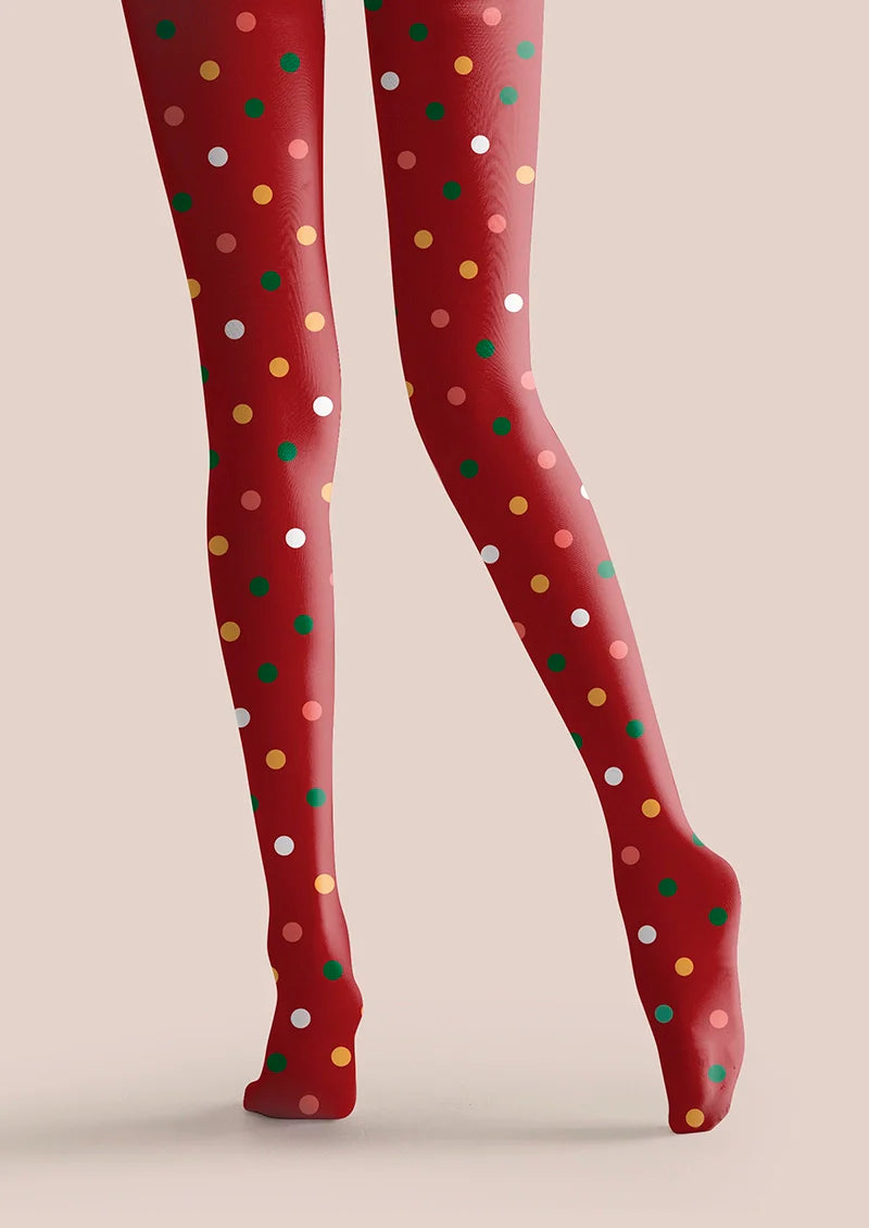 Viken Plan Christmas Red polka dots Tights Hosiery Pantyhose